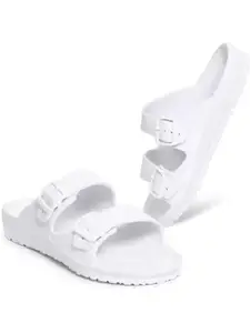 PENNEN Men Slider Flip Flops With Buckle Detailed