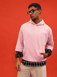 glitchez Typography Print Detail Terry Oversized Hooded Sweatshirt