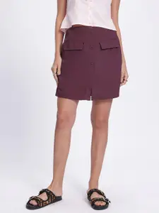 glitchez Front Slit Buttoned Skorts