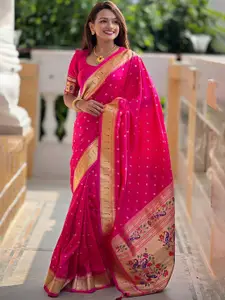 SGF11 Woven Design Zari Pure Silk Paithni Saree With Unstitched Blouse Piece
