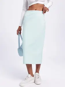 glitchez Back Slit Midi Straight Skirt