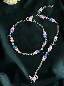 Sangria Silver-Plated Artificial Stones Anklet