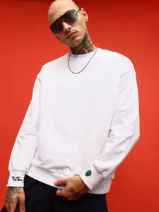 glitchez Minimal Printed Cotton Terry Oversized Fit Sweatshirt