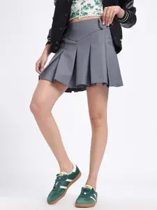glitchez Box Pleated Mini A-Line Skirt