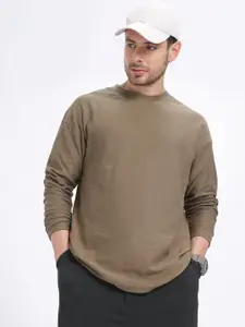 glitchez Textured Relaxed Fit Cotton Sweatshirt