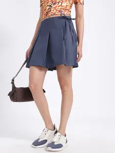 glitchez Cottage Couture Tie-Up Pleated Mini A-Line Skirt