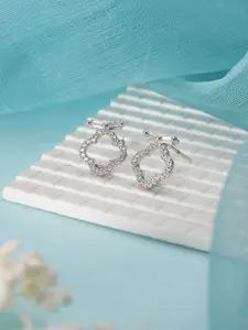 Jazz and Sizzle Silver-Plated American Diamond Studded Contemporary Studs