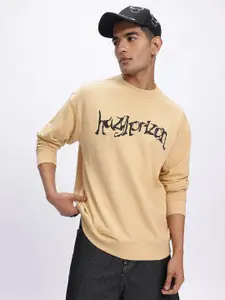 glitchez Typography Printed Oversized Sweatshirt