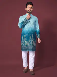 Leipzig Fashion Ethnic Motifs Printed Mandarin Collar Straight Kurta