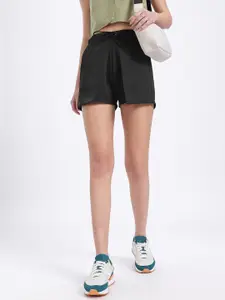 glitchez Women Mid-Rise Wrap Detail Mini Shorts