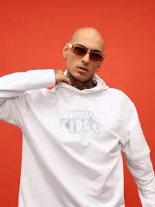 glitchez Printed Cotton Terry Hooded Oversized Sweatshirt