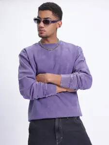 glitchez Drop-Shoulder Sleeves Fleece Oversized Sweatshirt