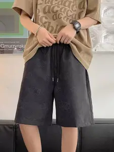 StyleCast x Revolte Men Typography Printed Low-Rise Outdoor Denim Shorts