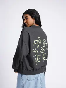 glitchez Printed Cotton Terry Oversized Sweatshirt