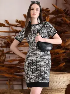 IUGA Women Geometric Printed Bodycon Above Knee Dress