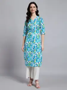 Anouk Rustic Abstract Printed V-Neck Straight Kurta