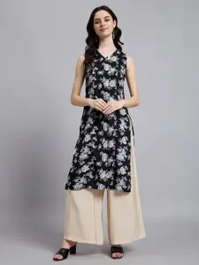 Anouk Rustic Floral Printed V-Neck Straight Kurta