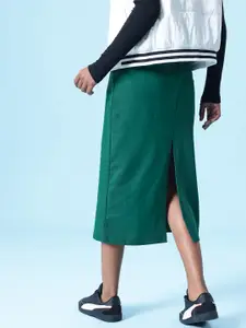 glitchez Back Slit Straight Midi Skirt