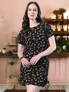 IUGA Women Floral Printed Tie-Ups Bodycon Above Knee Dress