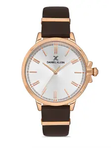 Daniel Klein Trendy Women Silver-Toned Dial & Leather Straps Analogue Watch DK 1 13260-4