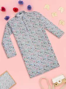 Sangria Boys Chikankari Mandarin Collar Cotton Straight Kurta