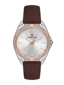 Daniel Klein Women Embellished Dial & Leather Straps Analogue Watch DK.1.13485-4
