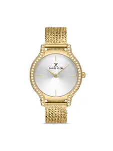Daniel Klein Premium Women Silver Embellished Dial & Gold  Analogue Watch DK.1.13208-2