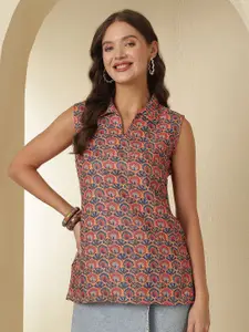 Anouk Rustic Ethnic Motifs Printed Shirt Collar Kurti