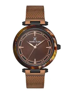 Daniel Klein Women Black Dial & Brown Bracelet Style Straps Analogue Watch DK 1 13148-6