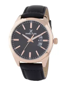 Daniel Klein Men Textured Dial & Leather Straps Analogue Watch DK.1.13555-5