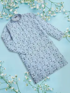 Sangria Boys Chikankari Mandarin Collar Cotton Straight Kurta