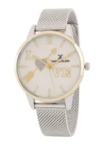 Daniel Klein Women White Textured Dial & Silver Toned Bracelet Style Straps Analogue Watch