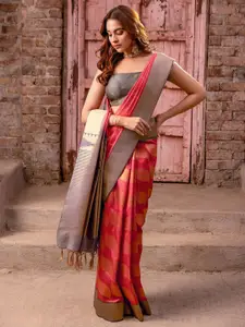 Soch Woven Design Zari Silk Blend Tussar Saree