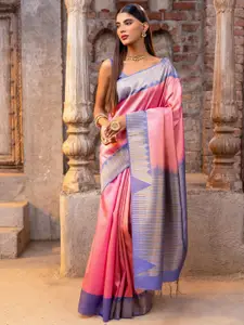 Soch Woven Design Zari Silk Blend Tussar Saree