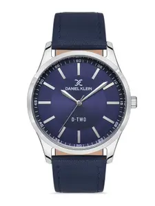 Daniel Klein D-Two Men Blue Dial & Blue Leather Straps Analogue Watch DK.1.13310-5_OR