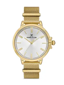 Daniel Klein Trendy Women Silver-Toned Dial & Gold Toned Straps Trendy Watch DK.1.13261-2
