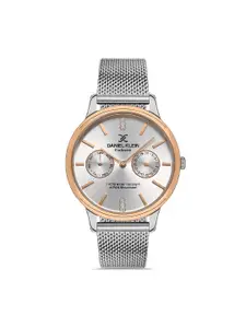 Daniel Klein Exclusive Women Silver Toned Embellished Dial & Strap Watch DK.1.13229-4