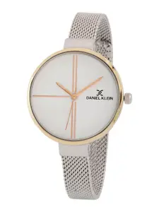 Daniel Klein Women White Dial & Silver Toned Bracelet Style Straps Analogue Watch