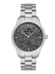 Daniel Klein Women Silver-Toned Embellished Dial & Silver Toned Stainless Steel Bracelet Style Straps Watch