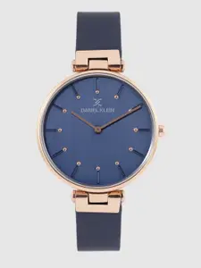 Daniel Klein Women Blue Leather Analogue Watch DK.1.12260-3