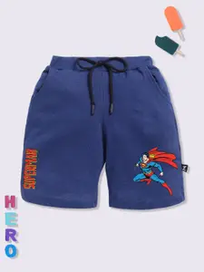 YK X Minute Mirth Boys Superman Printed Cotton Shorts