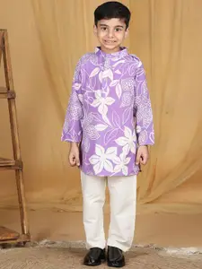 Cutiekins Boys Floral Printed Regular Kurta with Pyjamas