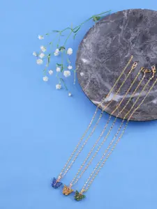 DressBerry Set Of 3 Gold-Plated Sparkling Butterfly Pendant With Chain