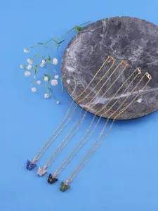 DressBerry Set Of 4 Gold-Plated Sparkling Butterfly Pendant With Chain