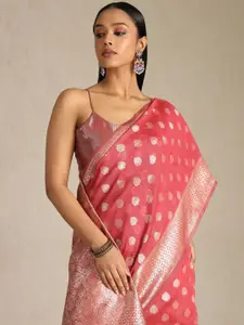 Soch Woven Design Zari Silk Blend Tussar Saree