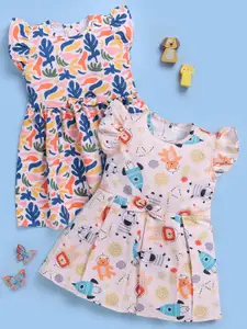 Toonyport Girls Floral Print Cotton Fit & Flare  Dress