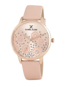 Daniel Klein Women Embellished Dial & Leather Straps Analogue Watch DK.1.13459-4