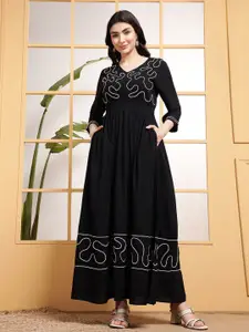 DEEBACO Women Fit & Flare Maxi Dress