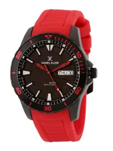 Daniel Klein Men Gunmetal-Toned Dial & Red Straps Analogue Watch DK.1.12812-6