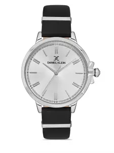 Daniel Klein Trendy Women Silver-Toned Dial & Black Straps Analogue Watch DK.1.13260-1